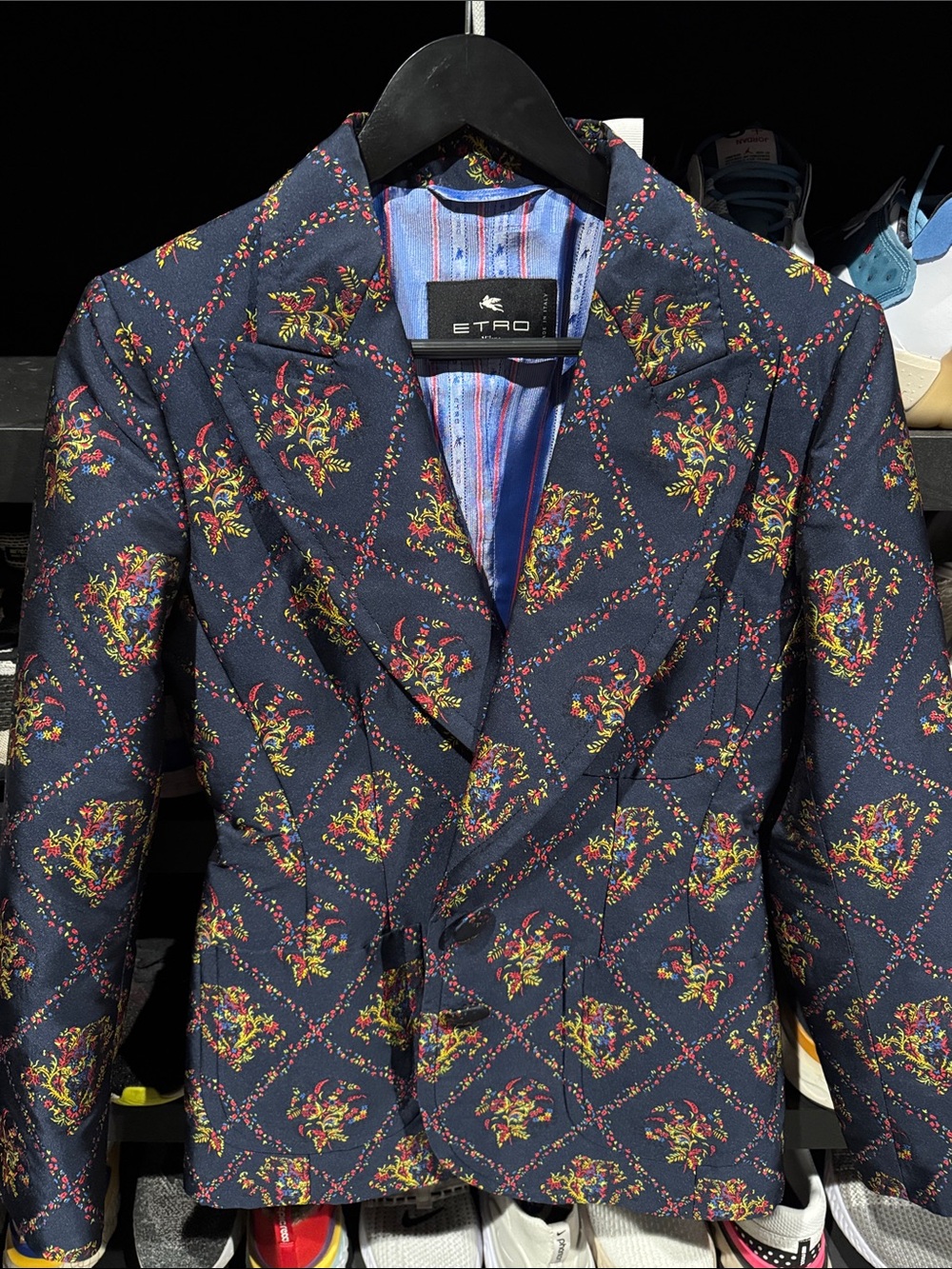 ETRO Navy Floral-Print Blazer